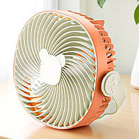 Настільний USB вентилятор з кріпленням на поверхню, 19x17см, Персиковий (Універсальний міні вентилятор)