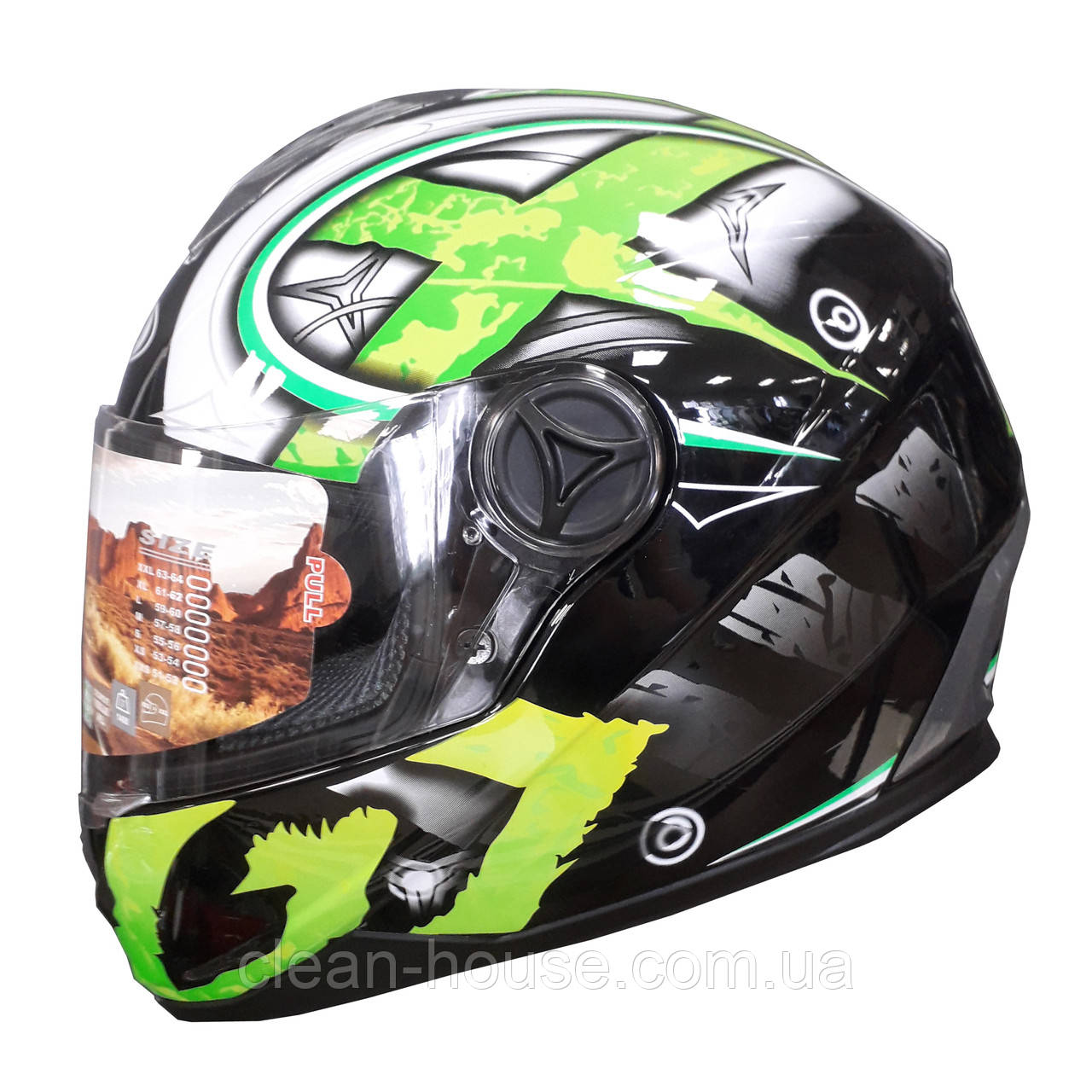 Мотошолом FXW HF-122 Чорно неоновий глянець