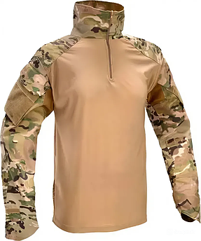Тактична сорочка Defcon 5 Combat Shirt Multicam чоловіча, під бронежилет, з Ripstop рукавами, дихаюча, з кишенями