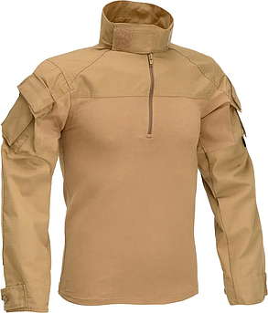 Тактична сорочка Defcon 5 Cool Combat Shirt Cotone койот, чоловіча UBACS, під бронежилет, з кишенями, велкро, зносостійка 2XL