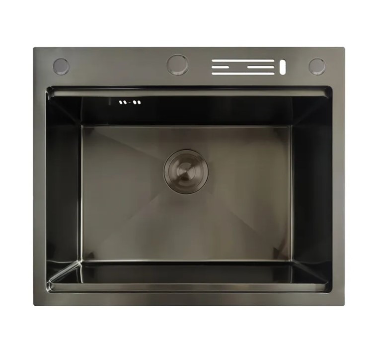 Мийка кухонна MX6050-SK NANO-BLACK (3.0/0.8) з неіржавкої сталі (ступенька для сушіння та підставка для ножів), фото 1