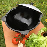 Чавунний казан з кришкою | Узбецький казан для плову, рагу та тушкування | Ø38 см | Товщина 5 мм, фото 2