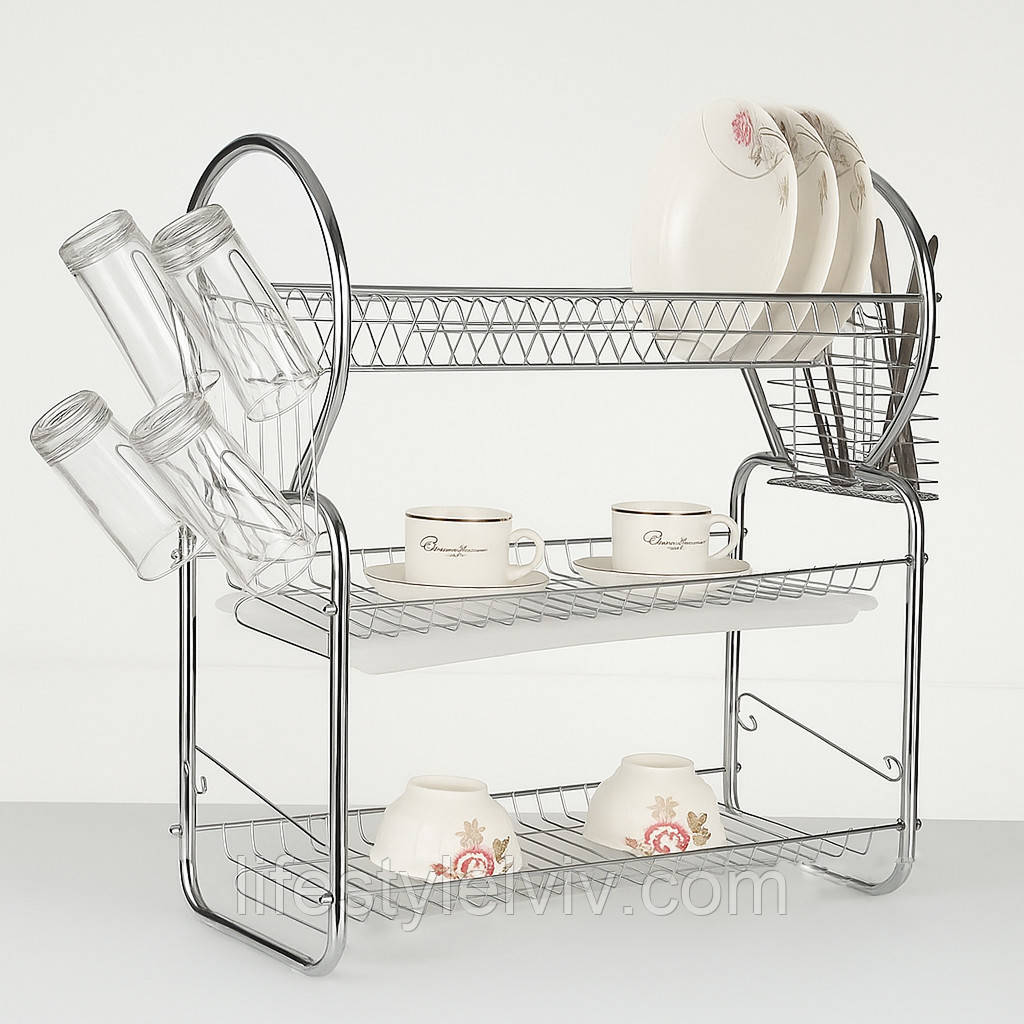 Сушарка для посуду з нержавіючої сталі / Сушіння для кухонних приладів / Підставка для тарілок, фото 1