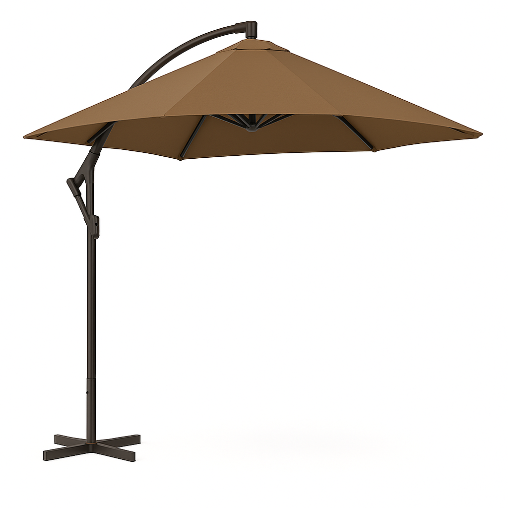 Садова парасоля діаметром 2.5х2.5 м WCG із поліестеру та сталевою рамою регульований кут нахилу + чохол Коричневий