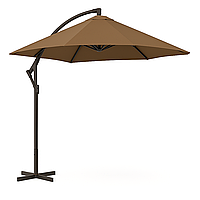Садова парасоля діаметром 2.5х2.5 м WCG із поліестеру та сталевою рамою регульований кут нахилу + чохол Коричневий