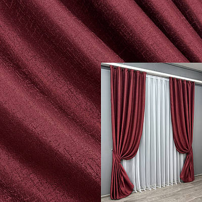 Комплект штор (2шт. 1,5х2,8м.) із тканини софт "Люкс". Колір бордовий. Код 1738ш 33-0644