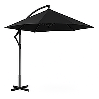 Садова парасоля діаметром 2.5х2.5 м WCG із поліестеру та сталевою рамою регульований кут нахилу + чохол Чорний