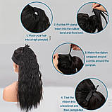 Хвіст шиньйон на стрічках хвилястий каштановий 61 см, фото 2