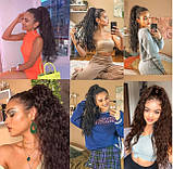 Хвіст шиньйон на стрічках хвилястий каштановий 61 см, фото 3