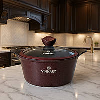 Каструля 3л Vinnarc Мармур бордова VB-A0322NS