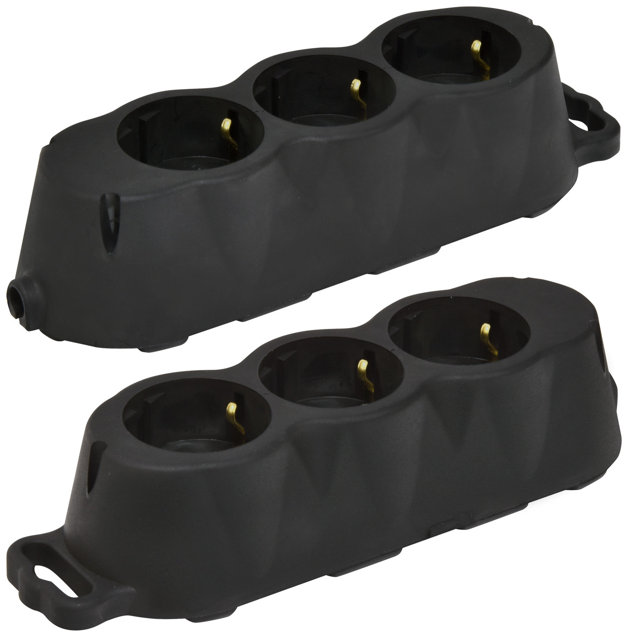 Блок розеток 3-місний ETI ERS-3B 3x2P+PE, Schuko, каучук, IP20, 16А, чорний 4481010, фото 1