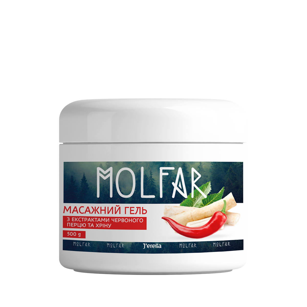 Масажний гель з екстрактом червоного перцю та хріну "Double effect" 500 ml Jerelia MOLFAR (11021), фото 1