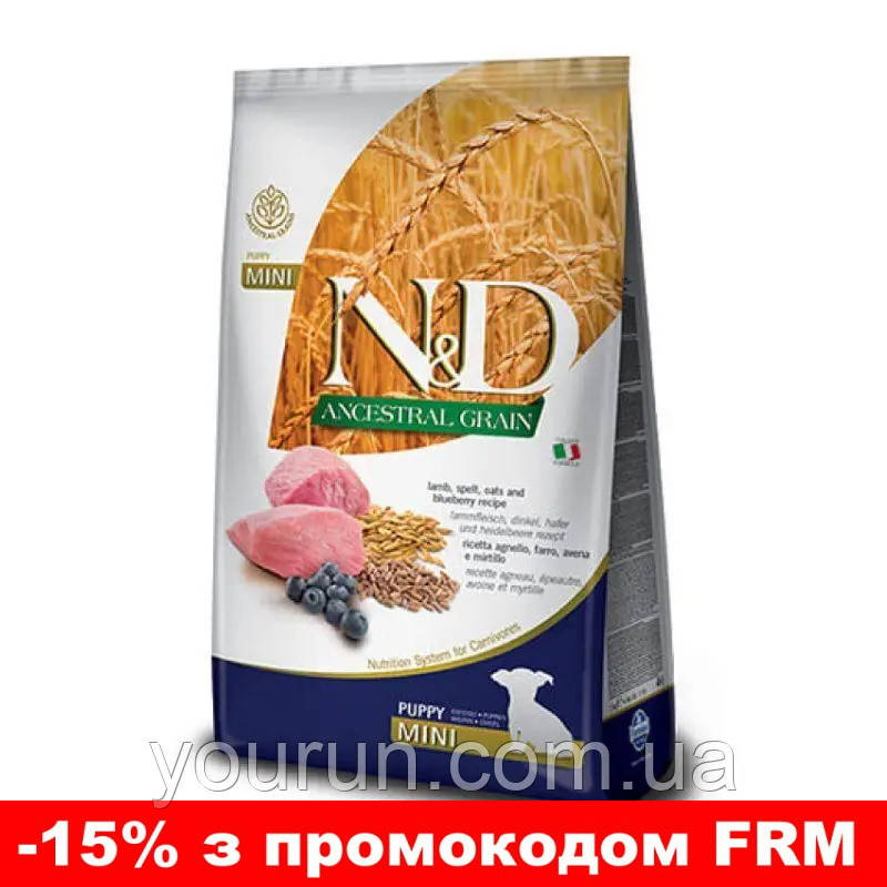Farmina N&D Low Grain Dog Lamb&Blueberry Puppy Mini-корм з ягнятком та чорницею для цуценят дрібних порід 800 гр