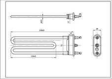 Тен для пральної машини Whirlpool 481010645279 TPD 245-SG-2050 Thermowatt L=245mm 2050W, фото 3