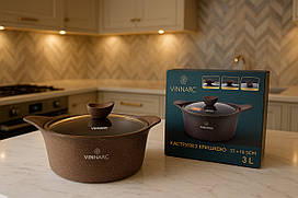 Каструля 3л Vinnarc Мармур коричнева CO-A0322NS