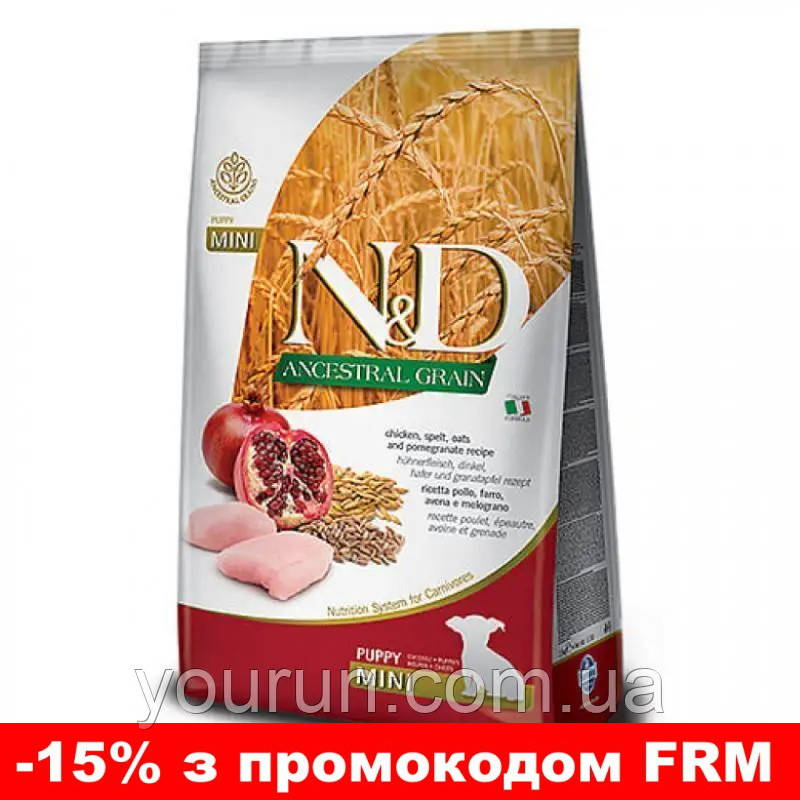 Farmina N&D Low Grain Chicken&Pomegranate Puppy Mini-з куркою та гранатом для цуценят дрібних порід 2.5 кг