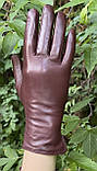 Жіночі шкіряні сенсорні рукавички на вовняній підкладці, фото 2