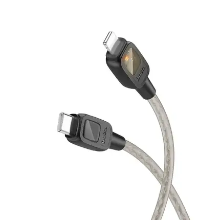 Кабель Hoco U124 Stone silicone intelligent power-off Type-C to Lightning 27W 1.2m (Чорний), фото 3