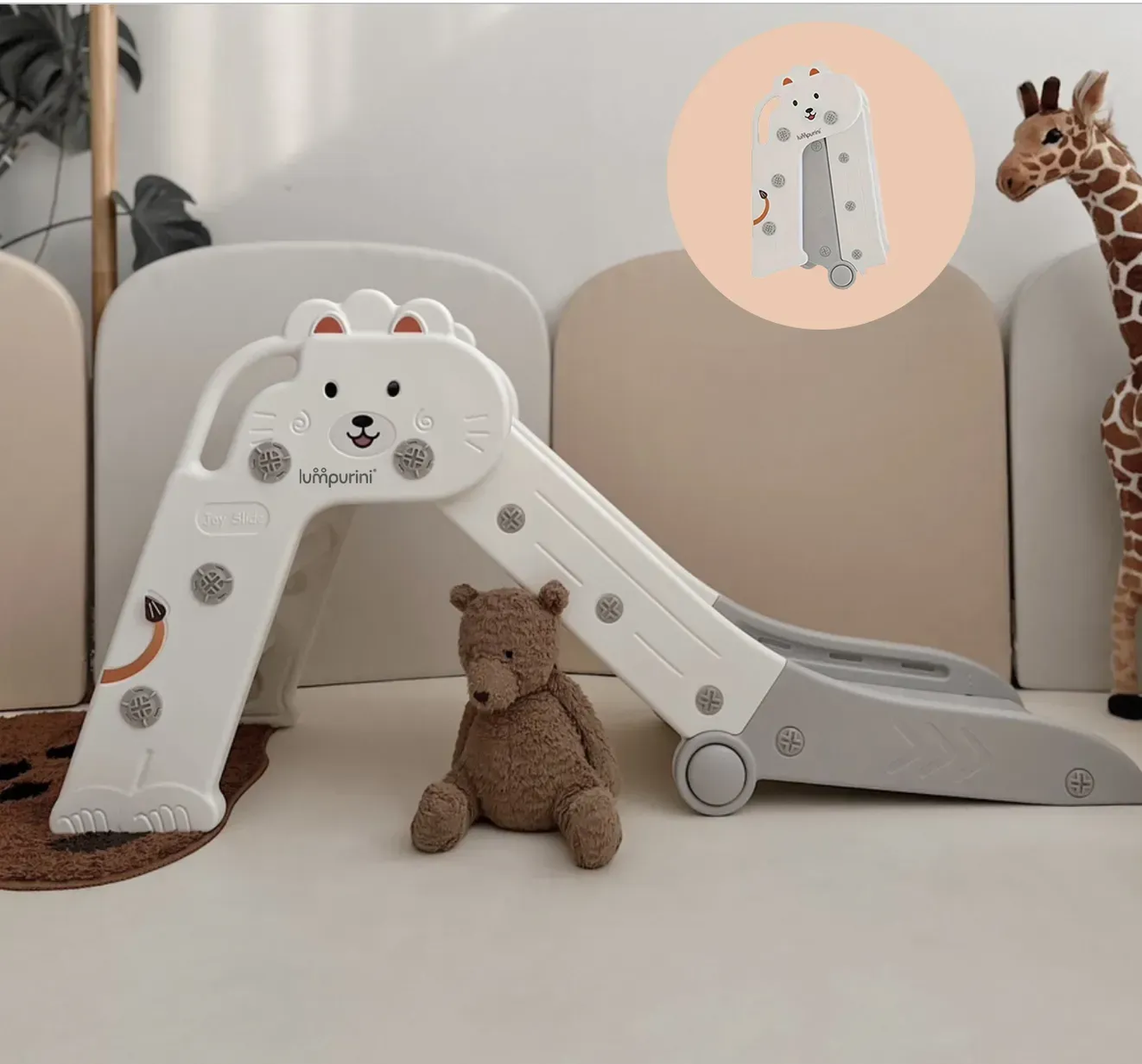 Дитяча пластикова гірка для вулиці та дому Lumpurini Diliana. Складана гірка для катання, фото 1