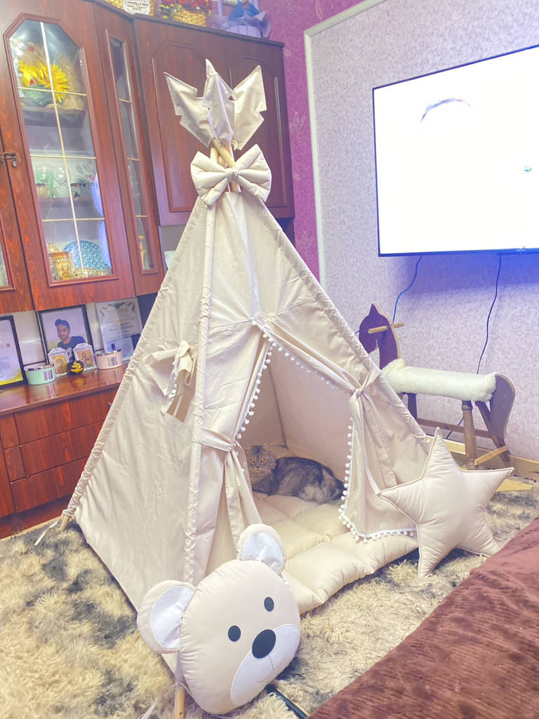 Вігвам дитячий Ніжний беж БОНБОН Повний комплект, вігвам для дівчинки, дитячий вігвам, вігвам для хлопчика, вігвам для дітей - фото покупців 1