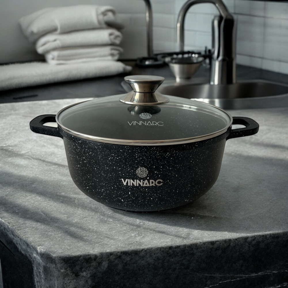 Каструля 4.5л Vinnarc Sense Мармур чорна BL0324NS