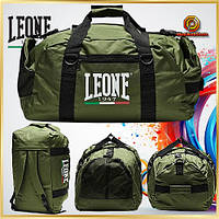Велика дорожня спортивна сумка рюкзак Leone леон зелена для поїздок і тренувань у залі на 70 літрів