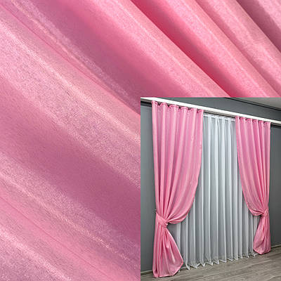 Атласні штори (2шт. 1,5х2,7м.) Монорей, колір рожевий. Код 1749ш 33-0705