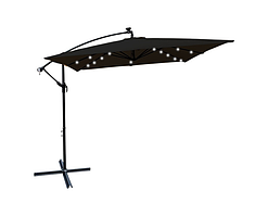 Садова парасоля квадратна 2.5x2.5 м WCG із сталевою рамою LED-підсвічуванням на сонячній панелі + чохол Чорний