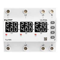Трифазне Реле напруги з контролем струму 40А – VA-3F40A M6W DigiTOP