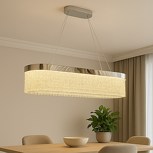 Підвісна овальна Led люстра в стилі Бароко в сріблі (2868/80*30 Hr)