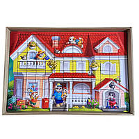 Дерев'яний пазл-вкладиш "Котячий будинок пазл літній" (ПСД273) PSD273