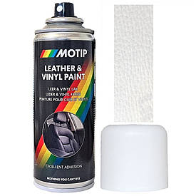 Фарба спрей для шкіри біла напівматова Motip White Semi Gloss Leather Paint RAL 9016M 200мл