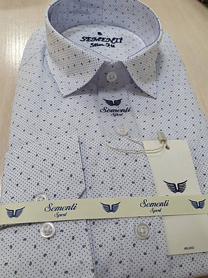 Сорочка SEMENTI slim fit з довгим рукавом арт.390, Білий з сірим принтом, S
