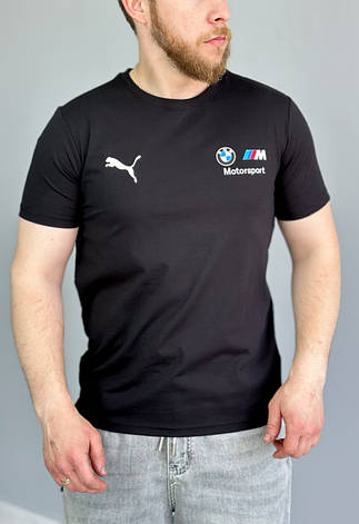 Футболка чоловіча Puma BMW Motorsport спортивна чорна футболка для чоловіків Пума БМВ, фото 1