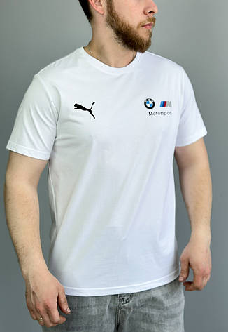 Футболка чоловіча Puma BMW Motorsport спортивна біла футболка для чоловіків Пума БМВ, фото 1
