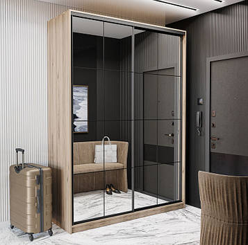 Шафа купе дводверна ALTO Black Дзеркало Дуб крафт сірий