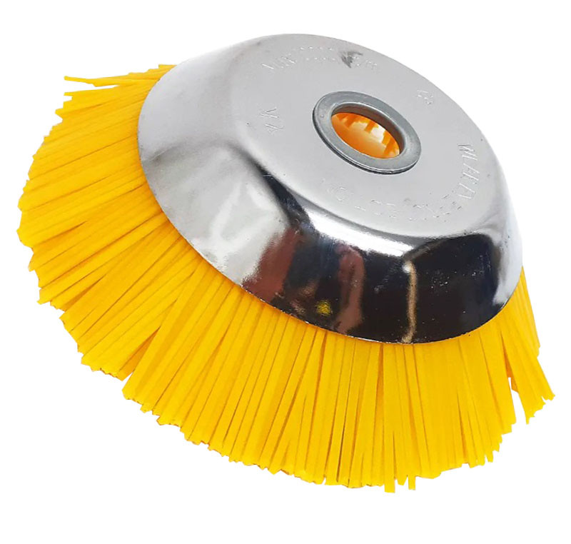 Щітка нейлонова 200 мм для мотокоси – насадка для очищення плитки, бруківки, бордюрів і шиферу, фото 1