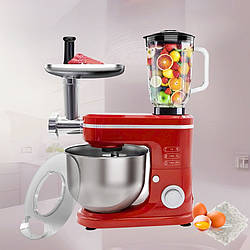 Багатофункціональний кухонний комбайн 3в1 Hoffmans HM-8085 М'ясорубка блендер тістоміс 1600W Червоний