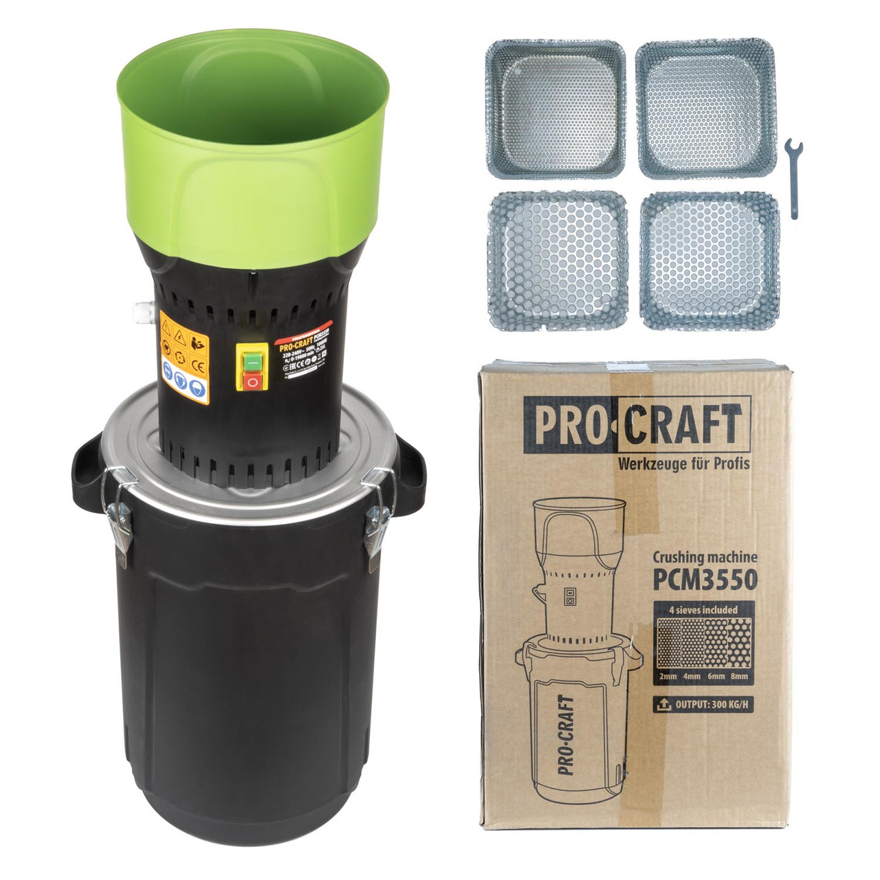 Зернодробарка побутова (1000 Вт, 250 кг/год) Procraft PCM-3550 крупорушка, подрібнювач зерна