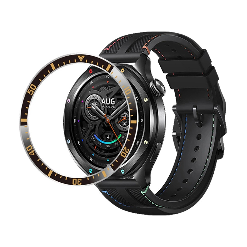 Кільце-накладка безеля для смарт годинника Xiaomi Watch S3/S4 Black-yellow, фото 1