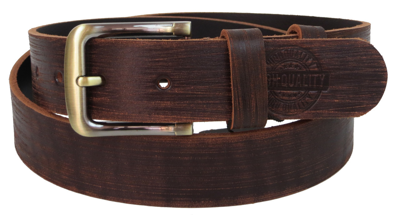 Ремінь чоловічий вінтажний шкіряний Skipper 1501-38 3.8 см Коричневий