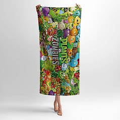 Рушник з принтом «Рослини проти зомбі. Весела Битва. Plants vs. Zombies»