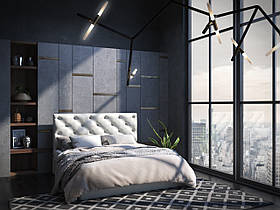 Ліжко-подіум Дайкірі Sentenzo двоспальне з м'яким бортом і узголів'ям