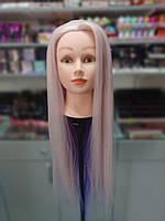 Навчальна голова манекен для плетіння волосся, кольорова, 50 см(штучне волосся)