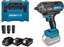 Гайковерт ударний акумуляторний 21В, 1000Нм, 1/2, кейс, + 3 головки: (21/24/30мм), SAKUMA BLUE. CIW10021B-CORE SET02