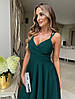 Красиве унікальне молоіджне коктейльне плаття на бретелях, темно-зелене, фото 2