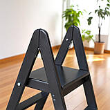 Дерев'яна розкладна Трикутна драбина на 2 сходинки Вільха чорний, фото 2