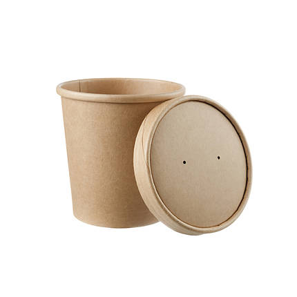 Кришка паперова крафтова для супника 975мл d115 (25шт) 20уп/ящ, фото 2