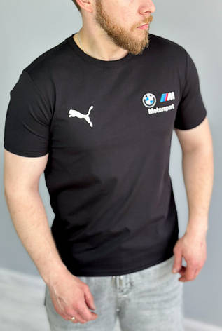 Футболка чоловіча Puma BMW Motorsport спортивна чорна футболка для чоловіків Пума БМВ, фото 3