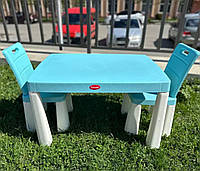 Столик ігровий і стільчик дитячий пластиковий, столик з двома стільчиками для занять,збірний пластиковий стіл для двох дітей